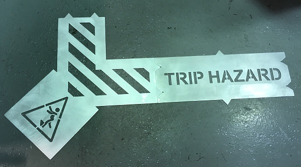 Hazardous area clip together stencil assembled