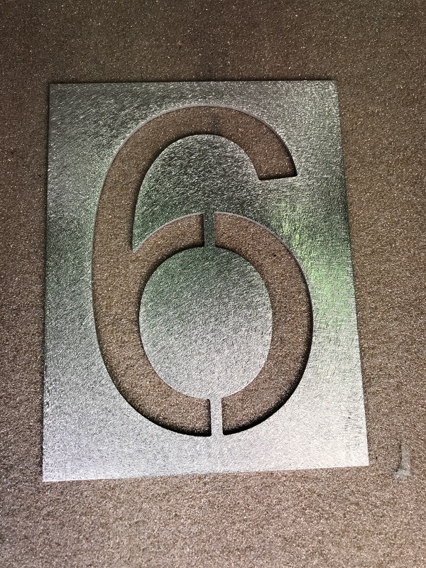 Number 6 large 150mm stencil