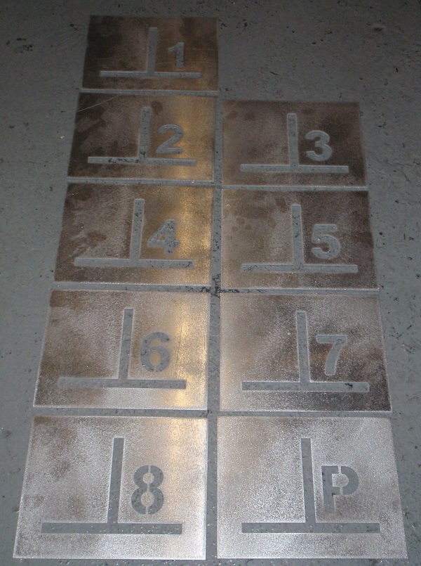 bay location stencils cut in aluminum metal