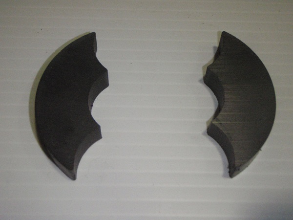 ferrite toroidal core waterjet cut into two precision parts