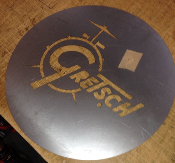 gretsch drum stencil cut into steel plate
