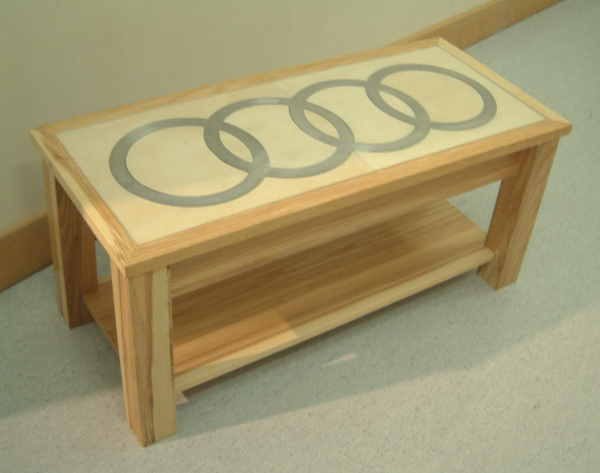 Audi logo set into coffee table