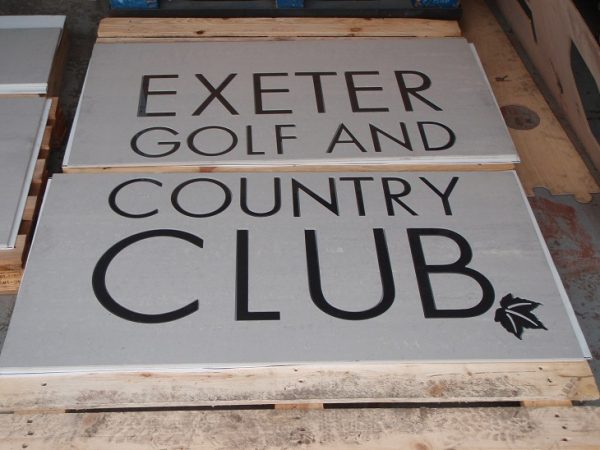 Inlaid ceramic and porcelain tile features for entrances logos and signs