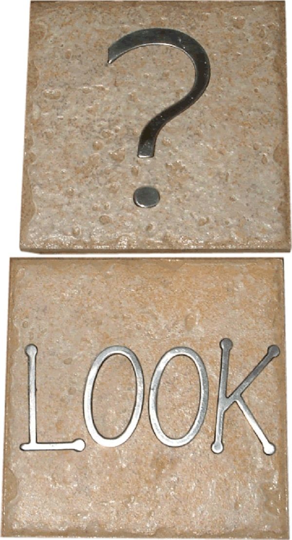 aluminium letters and text inserted into ceramic tiles aluminium letters and text inserted into ceramic tiles