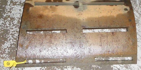 six samples waterjetcut from the wall of a cast irion pipe section six samples waterjetcut from the wall of a cast irion pipe section
